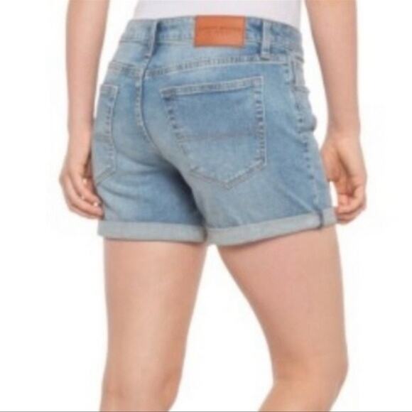 Lucky Brand Roll Up Denim Shorts Distressed High Rise Blue Boho Size 12 / 31 - Picture 3 of 13